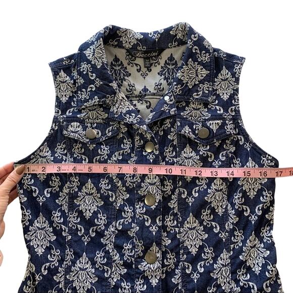 Via Penny Lane Reworked Apparel | Dog Mother Wine Lover Brocade Denim Vest M - Picture 7 of 9